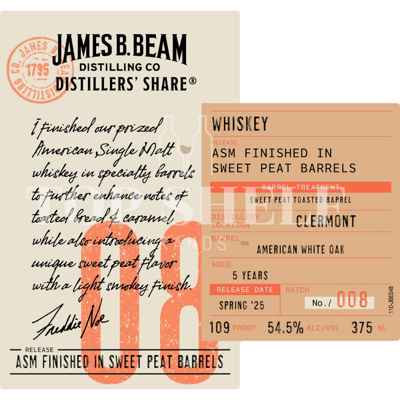 James B. Beam Distillers’ Share No. 08 ASM Finished in Sweet Peat Barrels