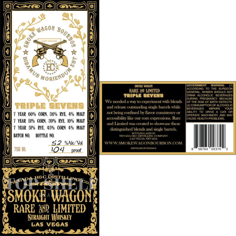 Smoke Wagon Triple Sevens Straight Whiskey