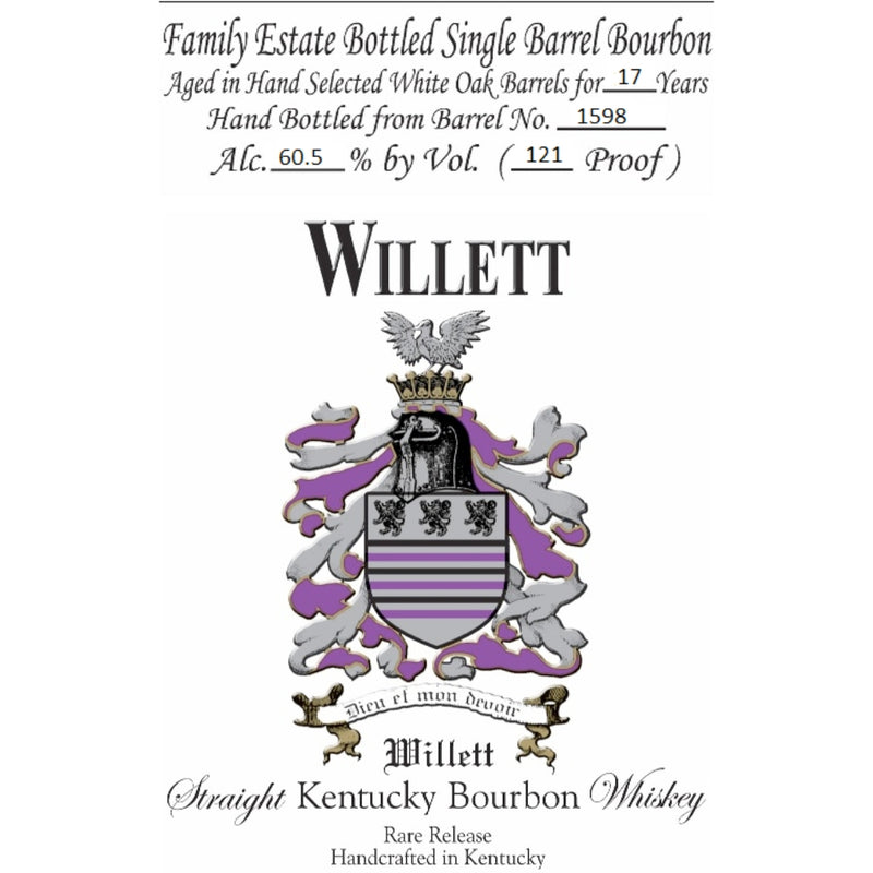 Willet 17 Year Old Single Barrel Bourbon Barrel 