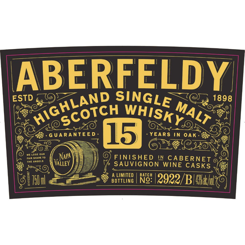 Aberfeldy 15 Year Old Finished in Cabernet Sauvignon Casks - Main Street Liquor