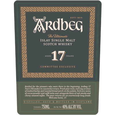 Ardbeg 17 Year Old Committee Exclusive - Main Street Liquor