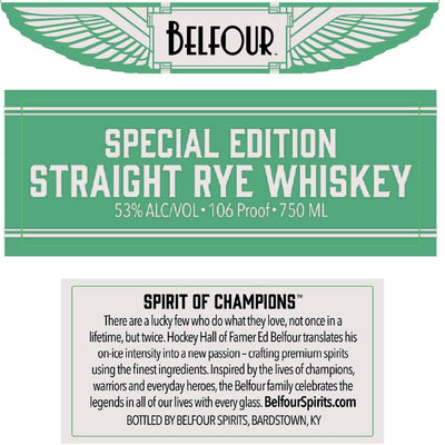 Belfour Special Edition Straight Rye Whiskey By Ed Belfour - Main Street Liquor