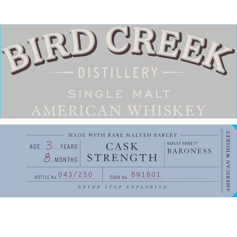 Bird Creek Cask Strength American Single Malt Whiskey - Main Street Liquor