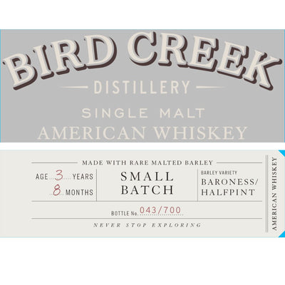 Bird Creek Small Batch American Single Malt Whiskey - Main Street Liquor