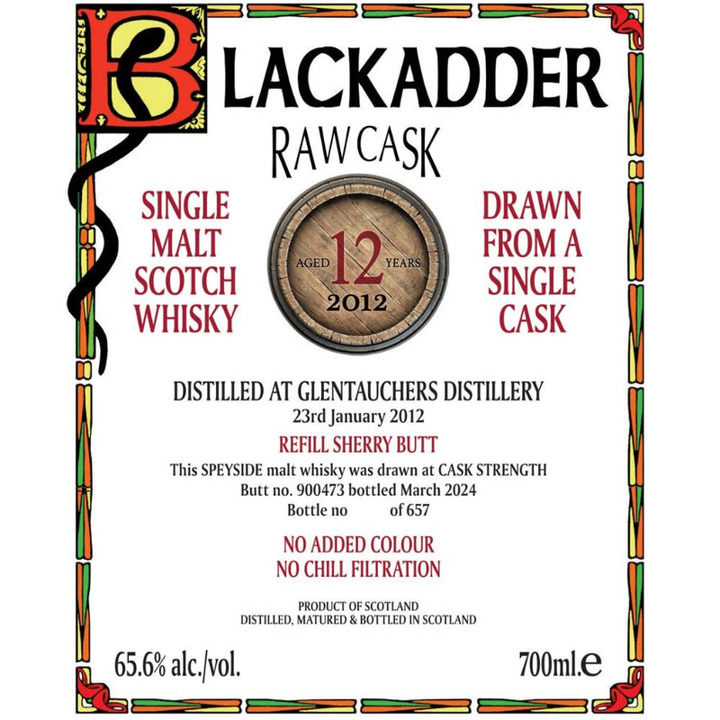 Blackadder Raw Cask Glentauchers 12 Year Old 2012 - Main Street Liquor