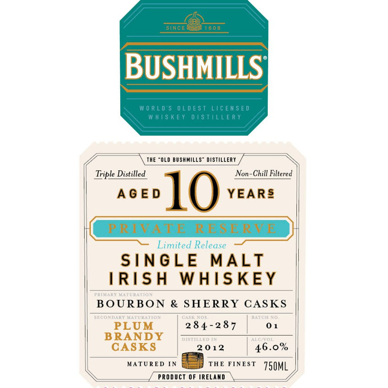 Bushmills 10 Year Old Private Reserve Plum Brandy Cask Finished - Main Street Liquor