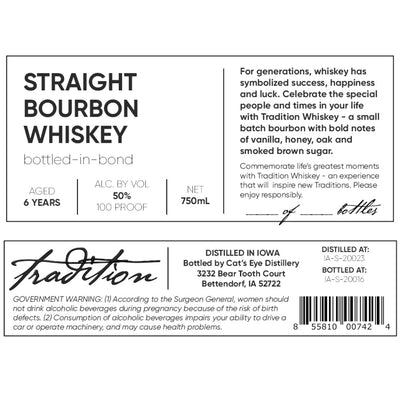 Cat’s Eye Distillery Tradition Bottled in Bond Straight Bourbon - Main Street Liquor