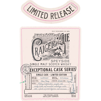 Craigellachie Exceptional Cask Series 11 Year Old 2022 - Main Street Liquor