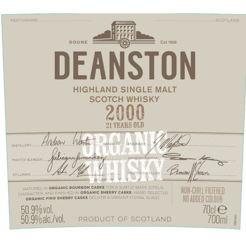 Deanston 21 Year Old Organic Whisky - Main Street Liquor