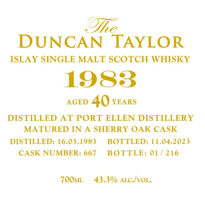 Duncan Taylor 1983 Port Ellen 40 Year Old - Main Street Liquor