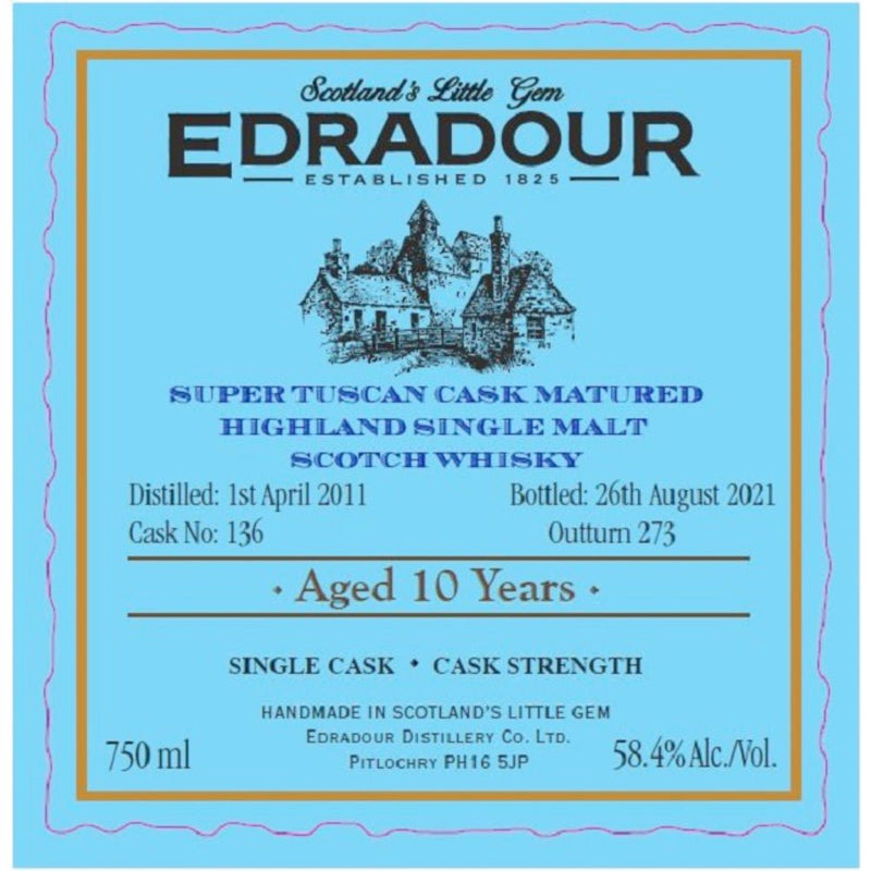 Edradour Distillery 10 Year Old Super Tuscan Cask Matured Scotch - Main Street Liquor