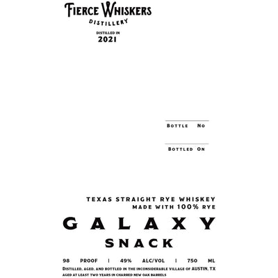 Fierce Whiskers Galaxy Snack Straight Rye - Main Street Liquor