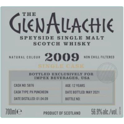 GlenAllachie 2009 12 Year Old PX Puncheon Single Cask #5876 - Main Street Liquor