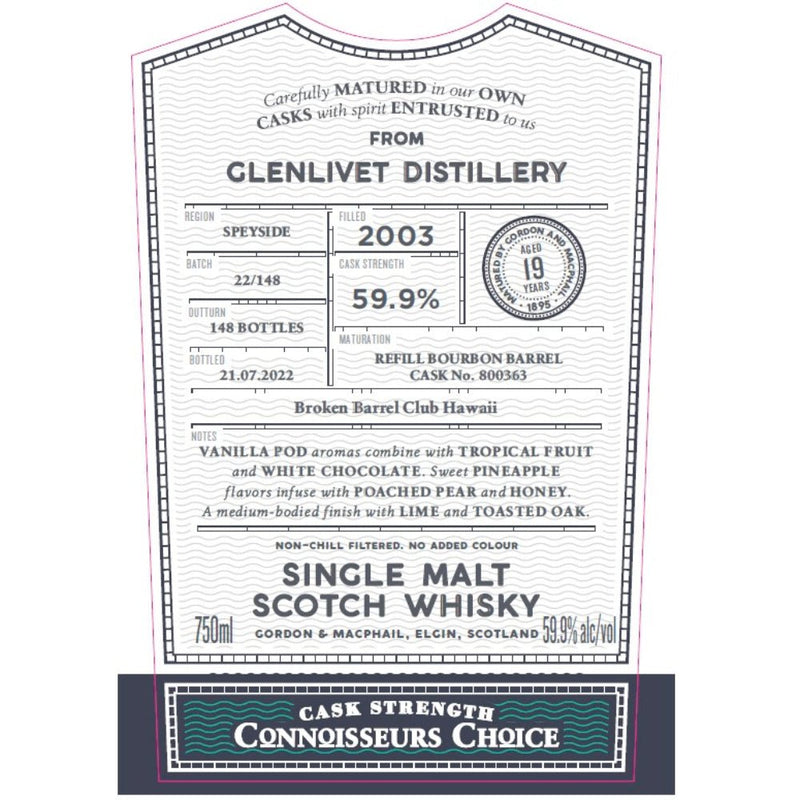 Gordon & MacPhail Glenlivet 19 Year Old Connoisseurs Choice - Main Street Liquor