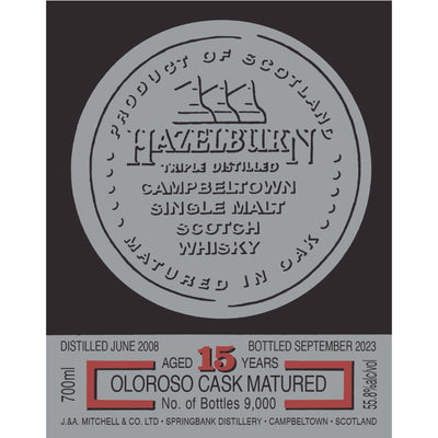 Hazelburn 15 Year Old Oloroso Cask Matured 2023 - Main Street Liquor