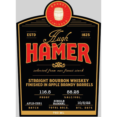 Hugh Hamer Single Barrel Bourbon Finished in Apple Brandy Barrels - Main Street Liquor