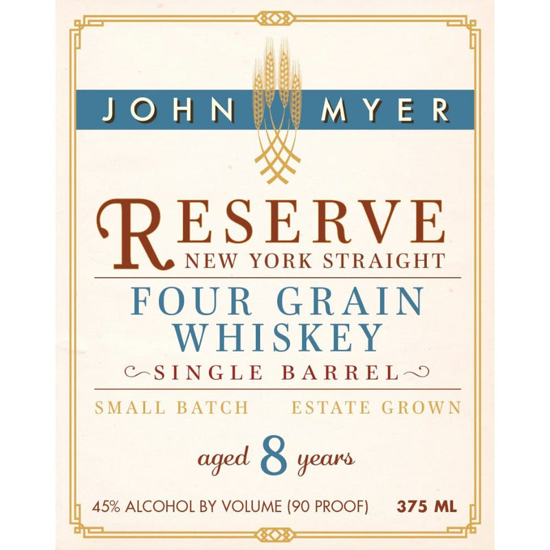 John Myer Reserve New York Straight Four Grain Whiskey - Main Street Liquor