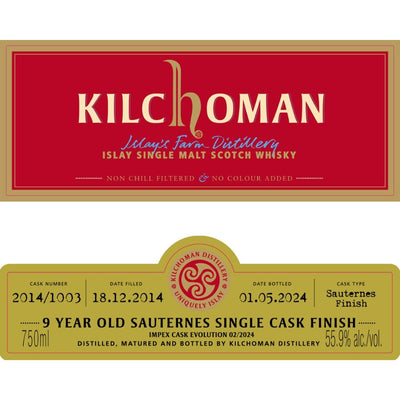 Kilchoman 9 Year Old Sauternes Cask ImpEx Cask Evolution 02/2024 - Main Street Liquor