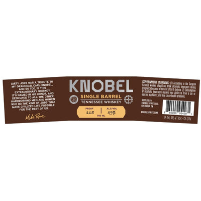 Knobel Single Barrel Tennessee Whiskey by Mike Rowe - Main Street Liquor