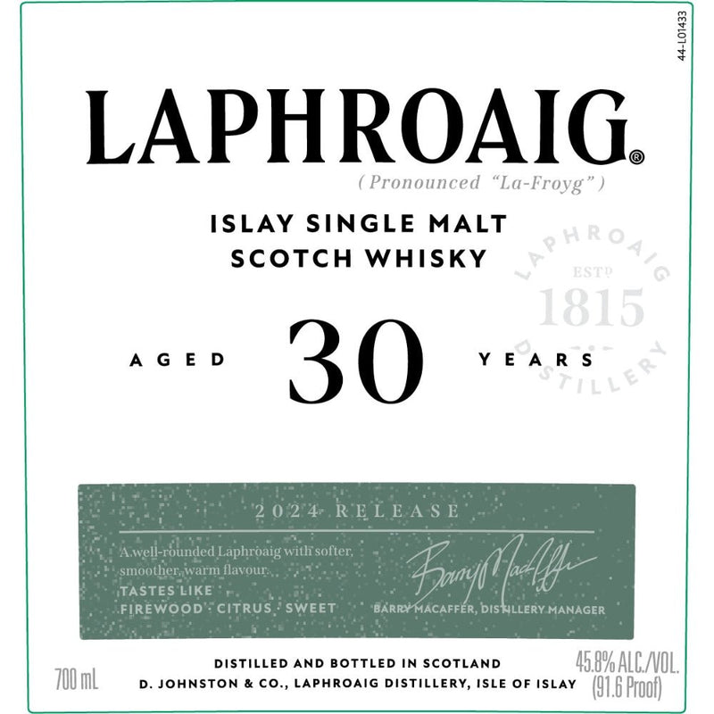 Laphroaig 30 Year Old 2024 Release - Main Street Liquor