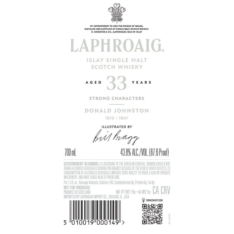 Laphroaig 33 Year Old Strong Characters Donald Johnston - Main Street Liquor