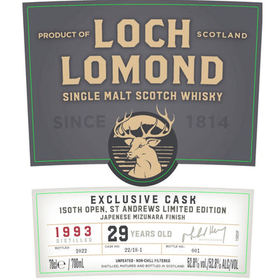 Loch Lomond The 150th Open Mizunara Exclusive Cask 29 Year Old - Main Street Liquor