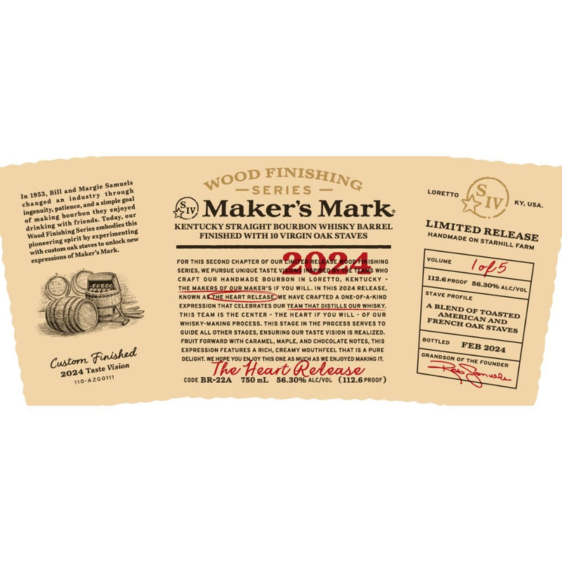 Maker’s Mark Wood Finishing Series 2024 The Heart Release - Main Street Liquor