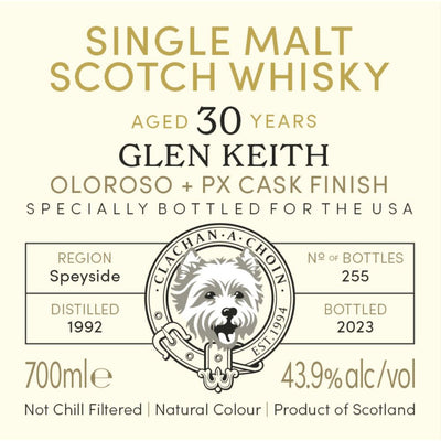 Murray McDavid Mission Gold Glen Keith 30 Year Old Oloroso + PX Cask Finish - Main Street Liquor