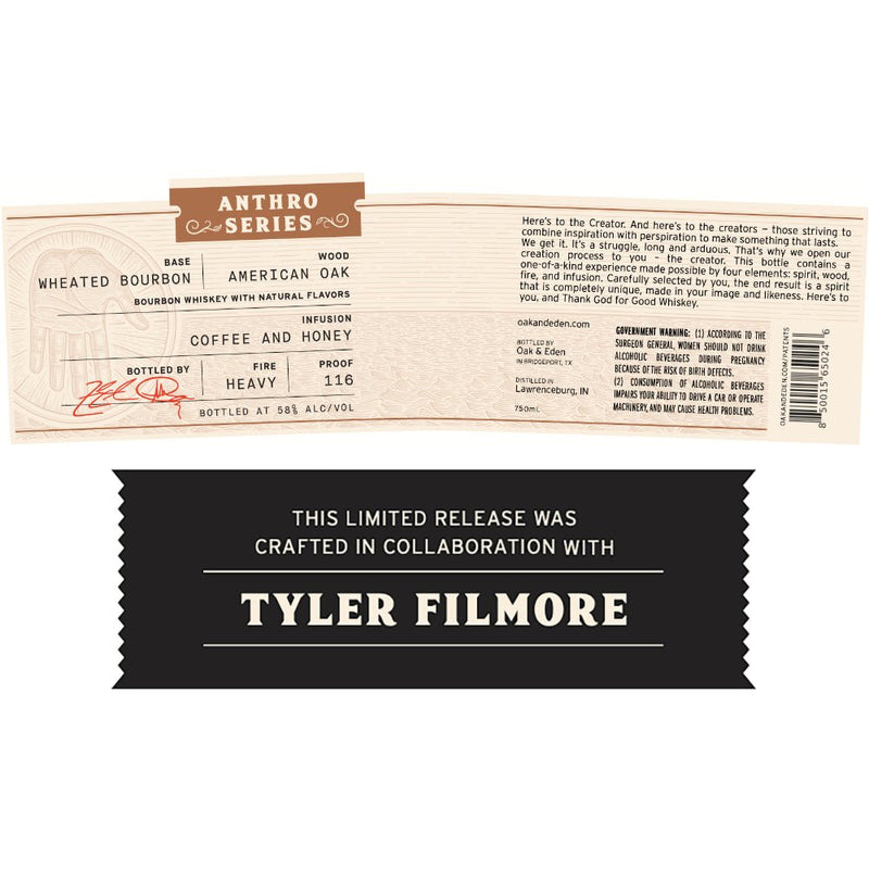 Oak & Eden Anthro Series Tyler Filmore Wheated Bourbon - Main Street Liquor