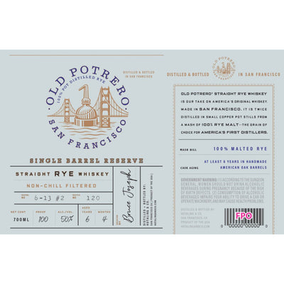 Old Potrero 6 Year Old Single Barrel Reserve Straight Rye - Main Street Liquor