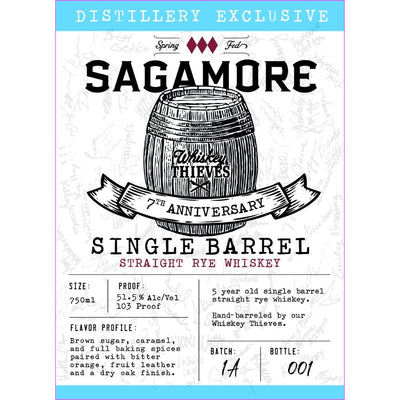 Sagamore 7th Anniversary Single Barrel Straight Rye Whiskey - Main Street Liquor