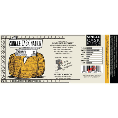 Single Cask Nation 11 Year Old Benrinnes 2011 Cask #309618 - Main Street Liquor