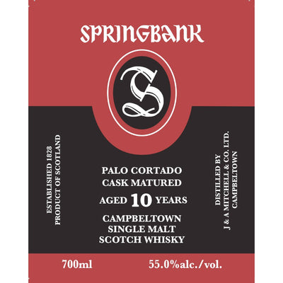 Springbank Palo Cortado Cask Matured 10 Year Old - Main Street Liquor