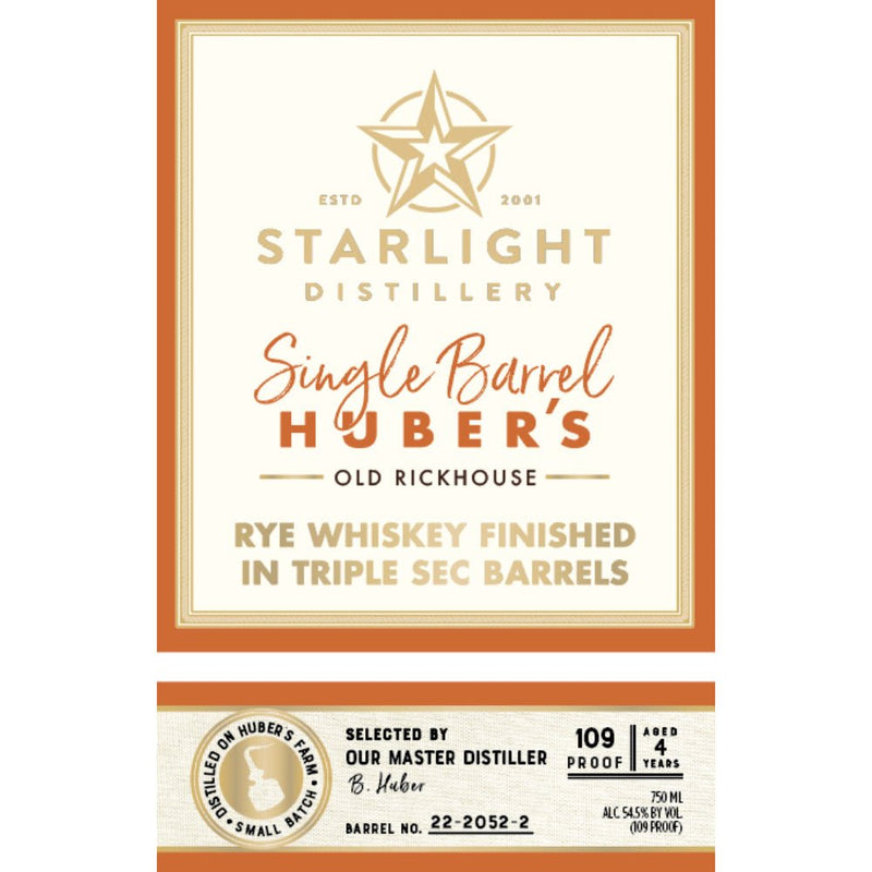 Starlight Rye Finished in Triple Sec Barrels - Main Street Liquor