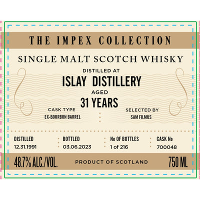 The ImpEx Collection Islay Distillery 31 Year Old 1991 - Main Street Liquor