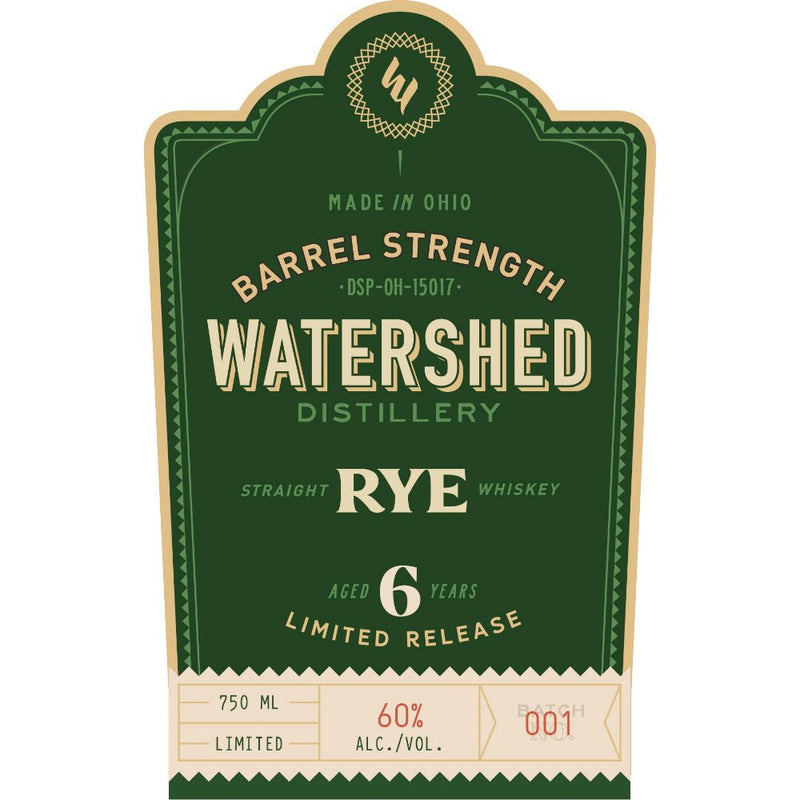 Watershed 6 Year Old Barrel Strength Rye - Main Street Liquor