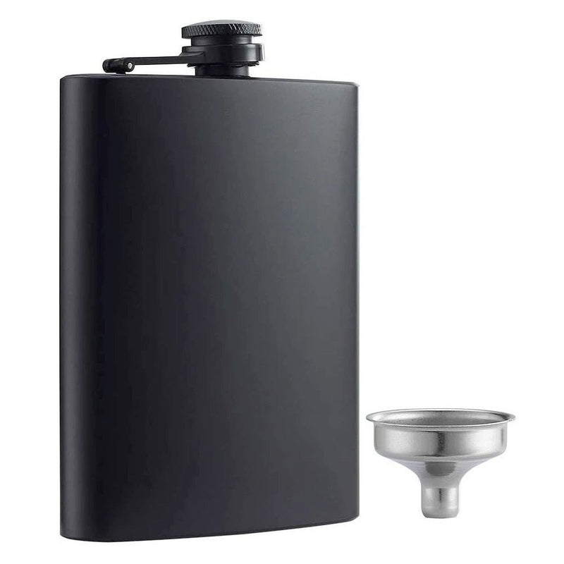 Whiskey Flask Matte Black 8oz - Main Street Liquor