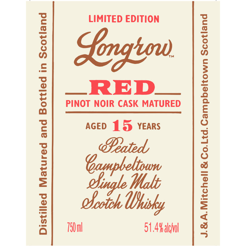 Longrow Red 15 Year Old Pinot Noir Cask Matured Scotch