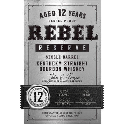 Rebel Reserve 12 Year Old Single Barrel Kentucky Straight Bourbon