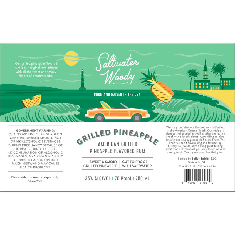 Saltwater Woody Grilled Pineapple Flavored Rum 1L